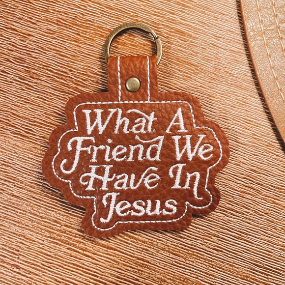 What a Friend We Have in Jesus Faux Leather Keychain | Jesus Keychain - Picture 2 of 3